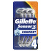Gillette Sensor3 Comfort Disposable Razors for Men, 3 Blades, Pivoting, 4 Pack