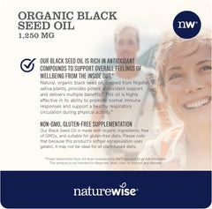 NatureWise Black Seed Oil Capsules 1250 mg - with 100% Organic Cold Pressed Nigella Sativa - Omega 3 6 9 - Antioxidant Immune Support, Hair & Skin - Non-GMO, Gluten-Free - 60 Softgels