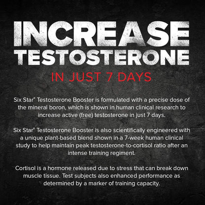 Six Star Nutrition Testosterone Booster for Men with Rhodiola Extract and Boron Citrate - Male Gym Workout Supplements for Muscle Growth, Stamina & Energy - 60 Pills