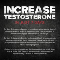 Six Star Nutrition Testosterone Booster for Men with Rhodiola Extract and Boron Citrate - Male Gym Workout Supplements for Muscle Growth, Stamina & Energy - 60 Pills