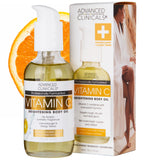 Advanced Clinicals Brightening Vitamin C Body Oil | Glow Oil with Vitamin E & Botanicals for Dark Spots & Dry Skin | 3.8 Fl Oz