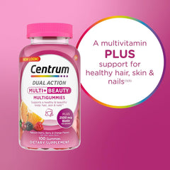Centrum, Multi + Beauty Multigummies, Natural Cherry, Berry & Orange, 100 Gummies