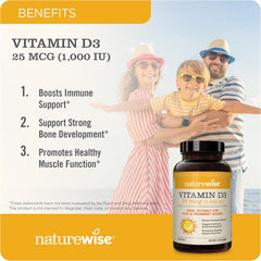 NatureWise Vitamin D3 1000iu (25 mcg) 1-Year Supply for Immune Support, Healthy Muscle Function, and Bone Health - Non-GMO, Gluten Free in Organic Extra Virgin Olive Oil, (Mini Softgel), 360 Count