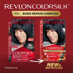 Revlon ColorSilk with Bond Repair Complex, Permanent Hair Color, 100% Gray Coverage, Ammonia Free Hair Dye, Vegan Keratin, 12 Natural Blue Black