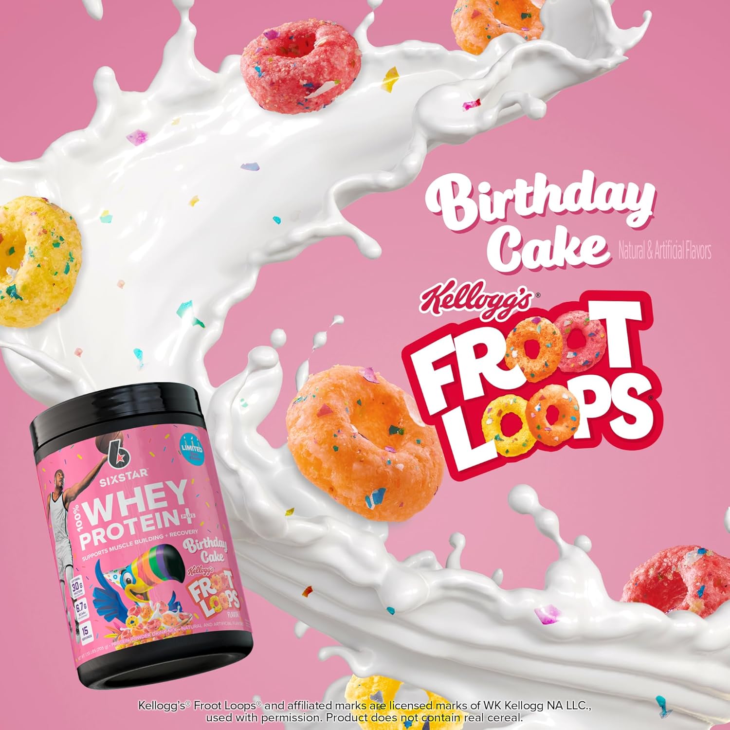 Six Star Whey Protein Powder Plus | Muscle Building & Recovery Plus Immune Support | Muscle Builder for Men & Women | Kellogg’s Froot Loops Birthday Cake Flavor | 1.5lb