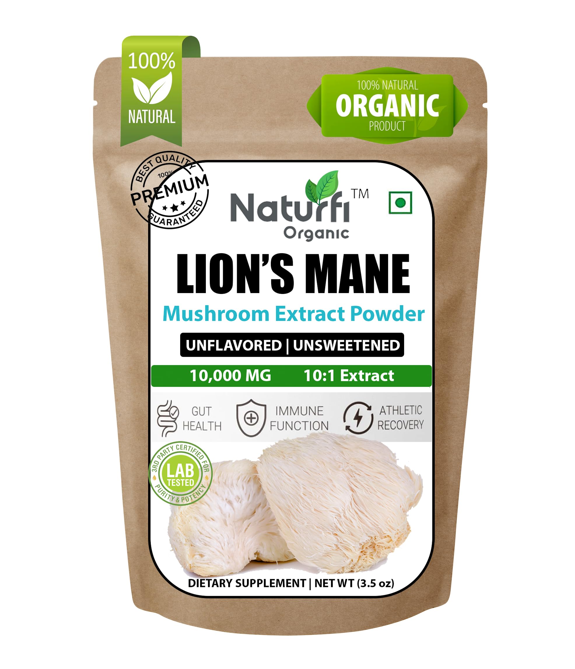 Lion's Mane Powder - 100 Servings - 35% Beta-Glucans - Organic Extract