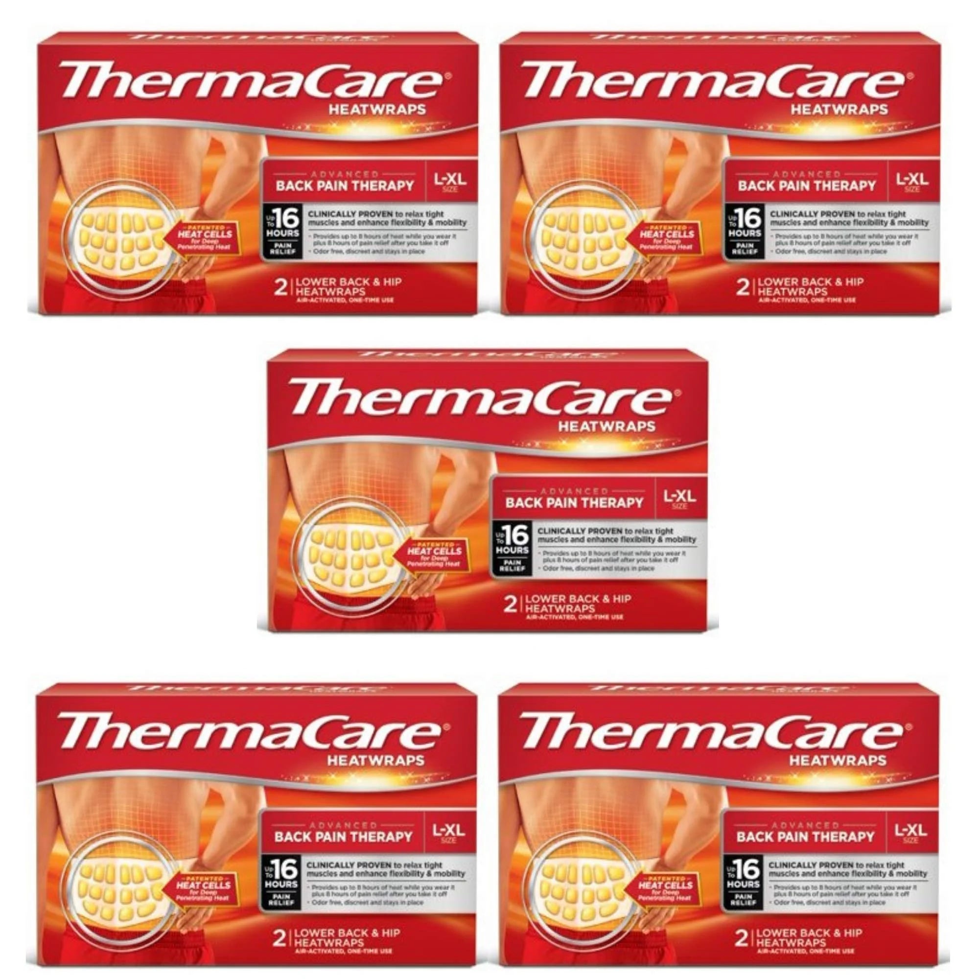 ThermaCare Lower Back & Hip Heat Wraps Large/XL - 9 Therapeutic Packs for Soothing Relief