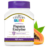 21st Century Papaya Enzyme - 100 Chewable Tablets | Digestive Support & Natural Enzymes