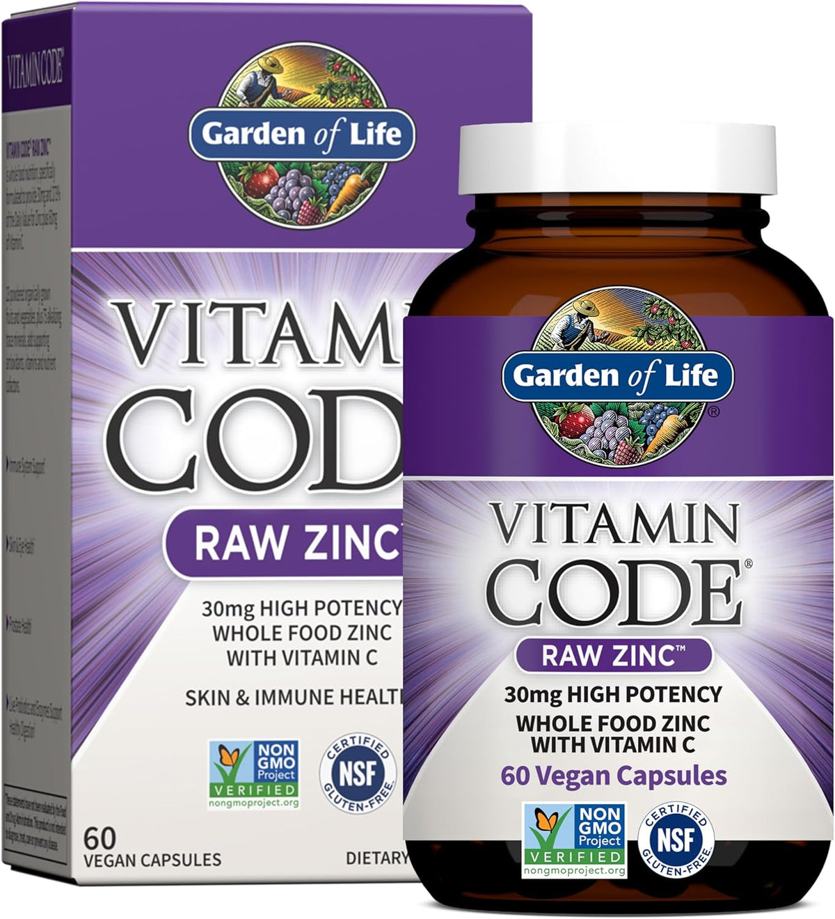 Garden of Life Vitamin Code Raw Zinc 30mg Immune Support 60 Caps
