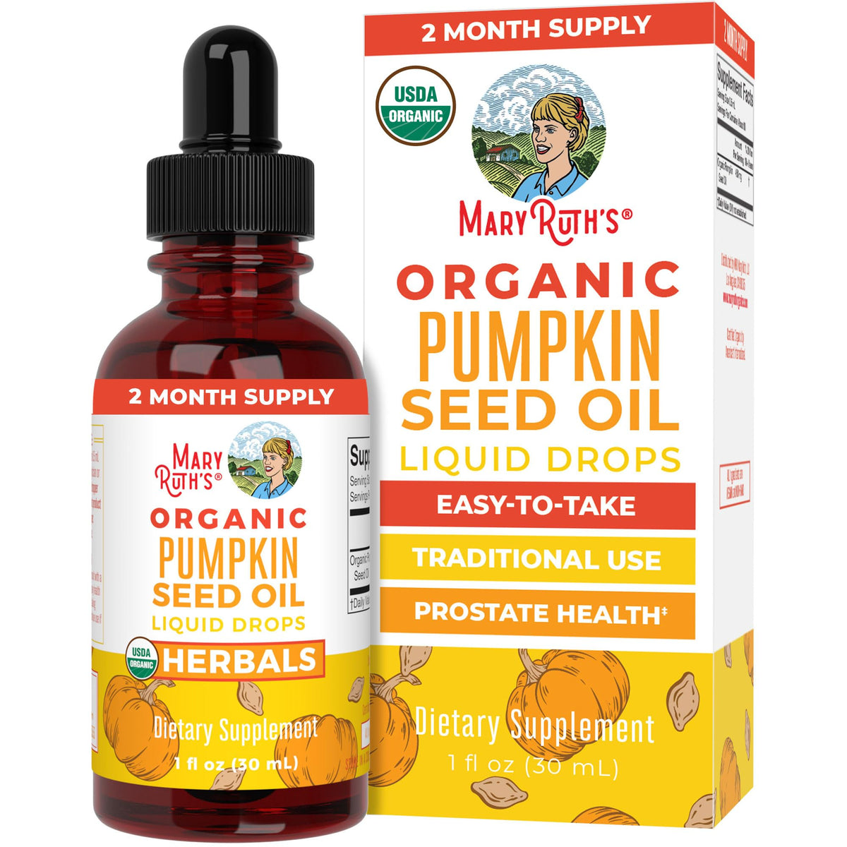 MaryRuth's Pumpkin Seed Oil Liquid Drops - USDA Organic for Hair, Skin & Urinary Health - 1 Fl Oz