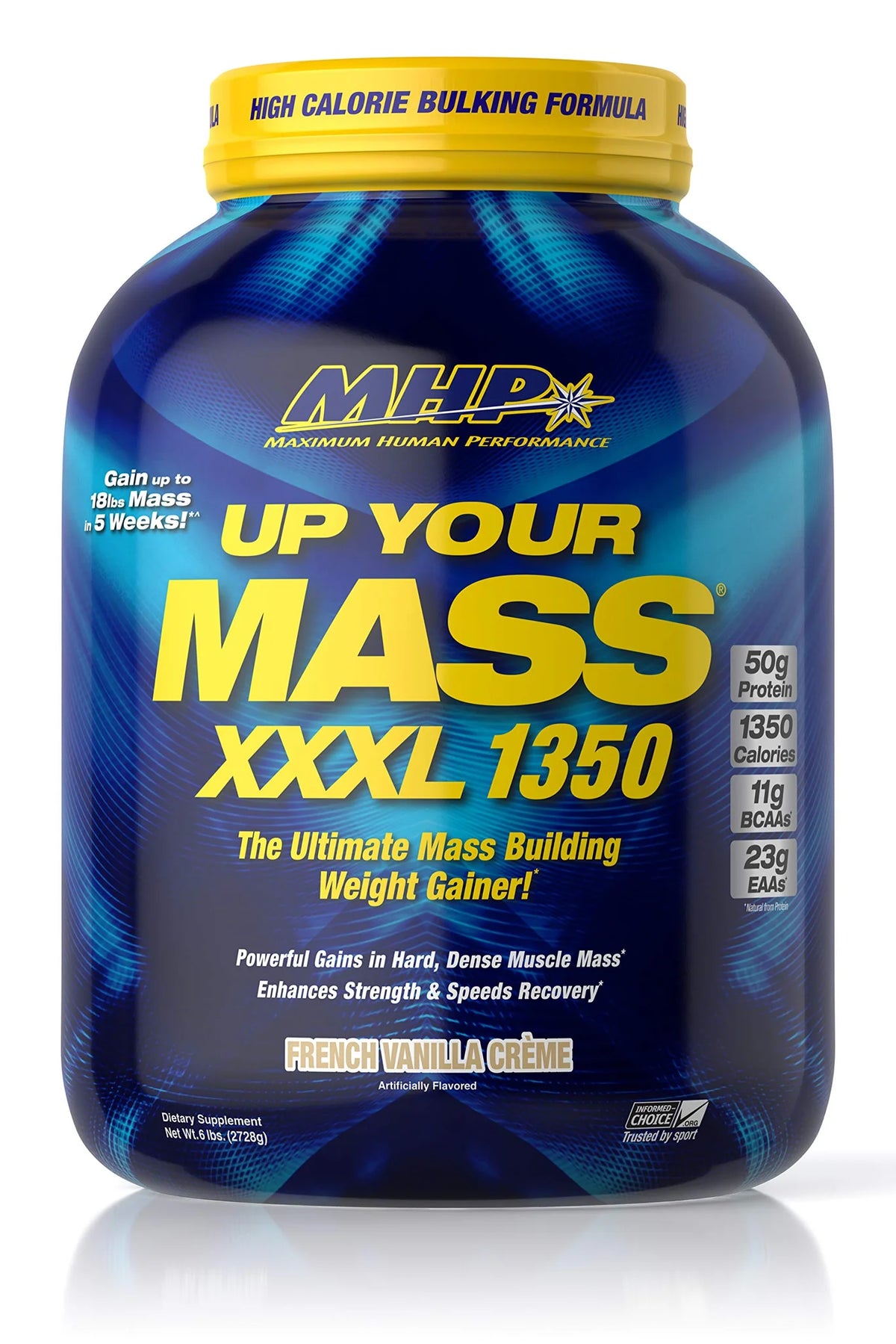 MHP Up Your Mass XXXL 1350 French Vanilla Creme - 6lb Mass Gainer for Elite Muscle Building