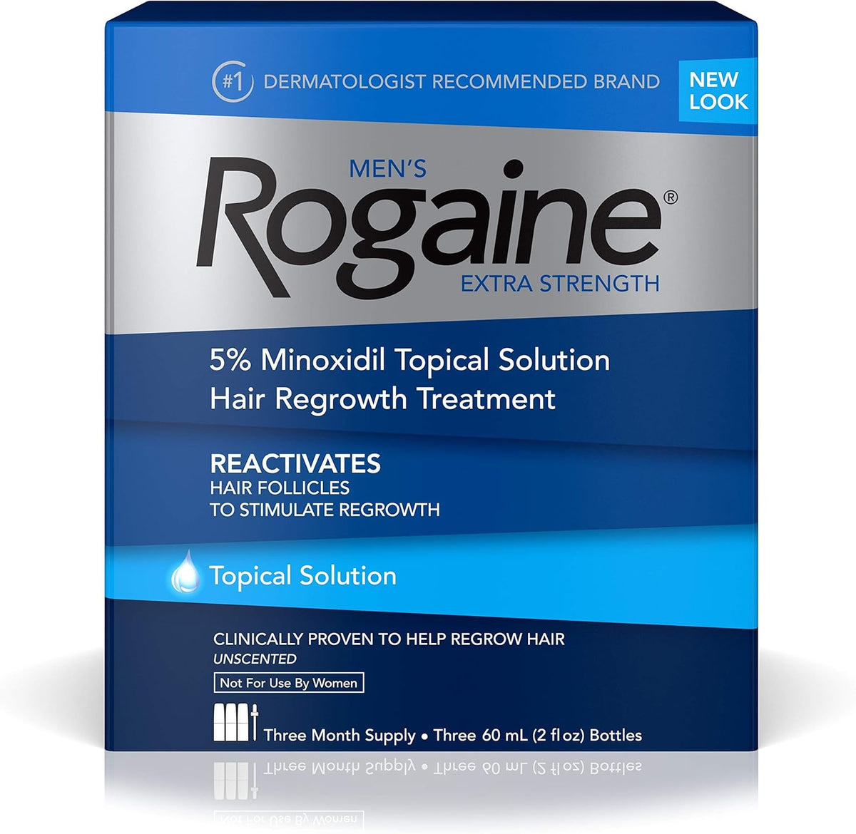 Rogaine 5% Minoxidil Topical Solution â€“ Value Pack (3x 60mL Bottles)