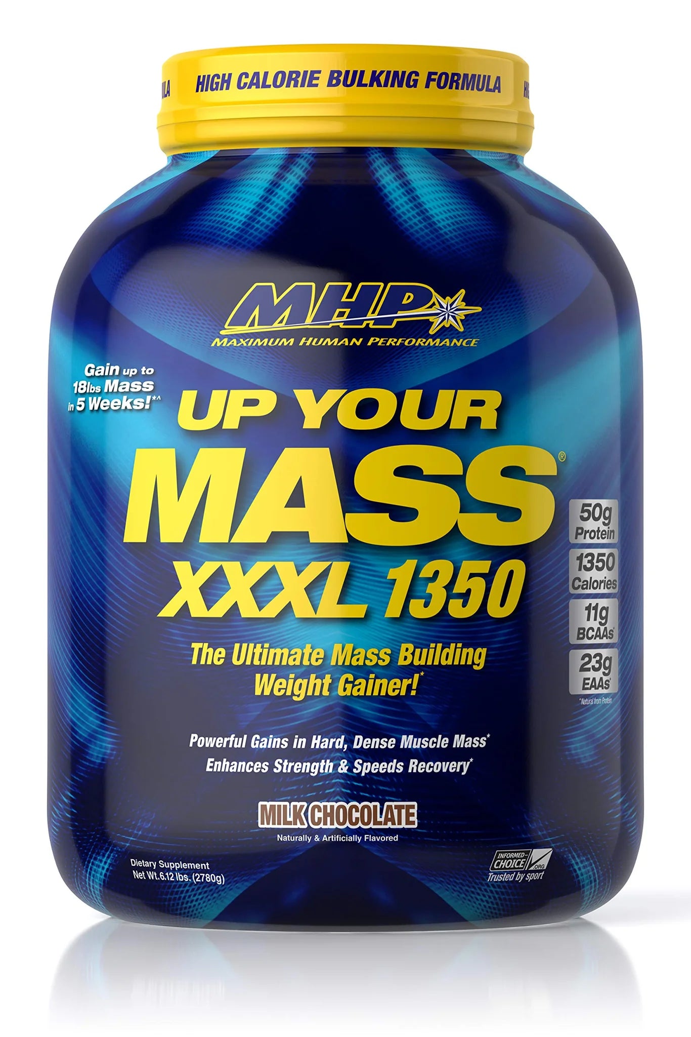 MHP Up Your Mass XXXL 1350 Mass Gainer - Milk Chocolate Flavor, 6lb Tub for Rapid Muscle Gain
