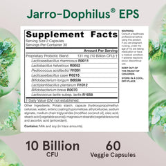 Jarrow Formulas Jarro-Dophilus EPS Probiotics 10 Billion CFU for Intestinal Tract Support, Probiotic Supplement for Gut Health for Women and Men, 60 Veggie Capsules, Up to a 30 Day Supply