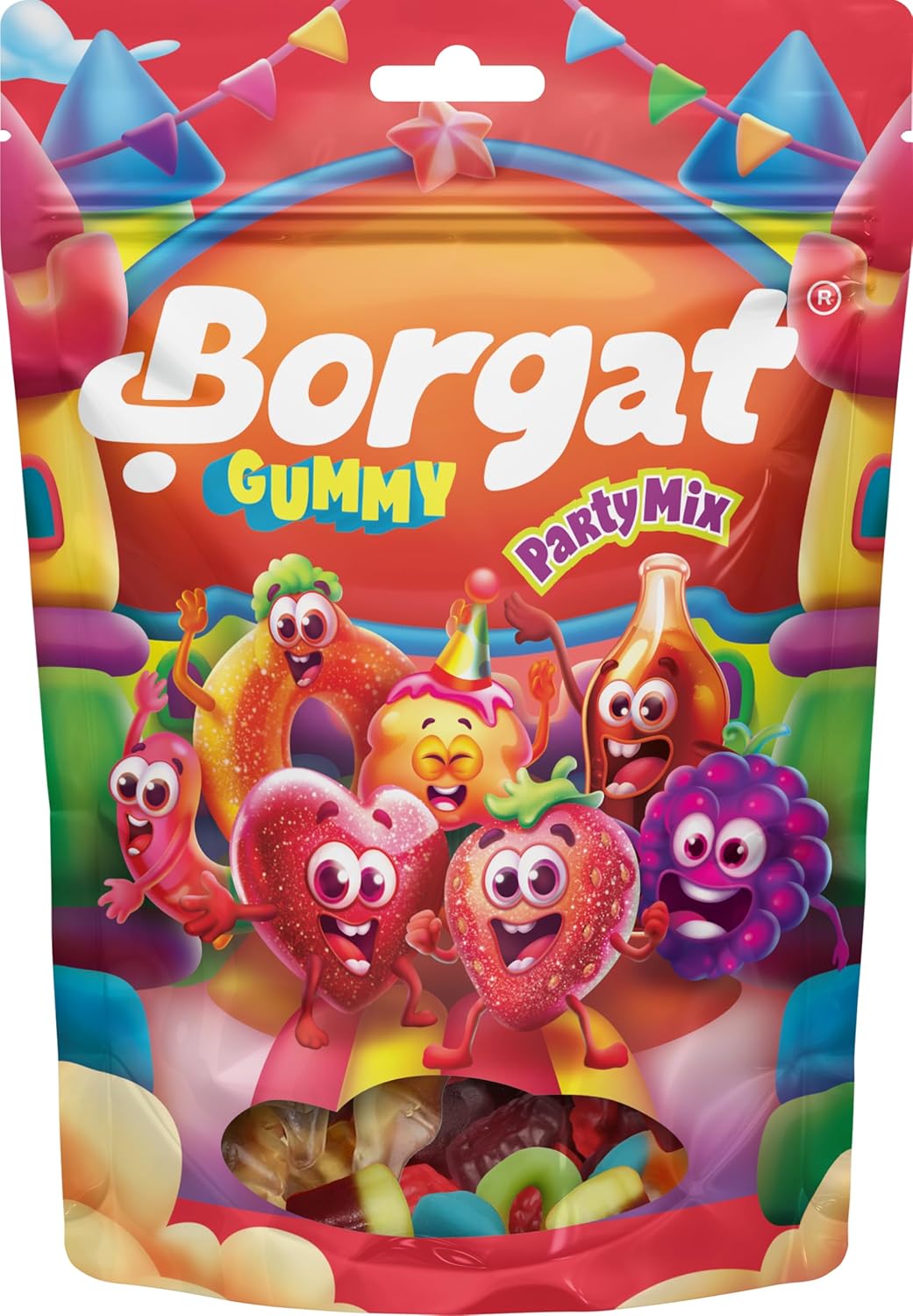 Borgat Party Mix Gummy Candy - 80g Pouch - Sweet & Sour Snack