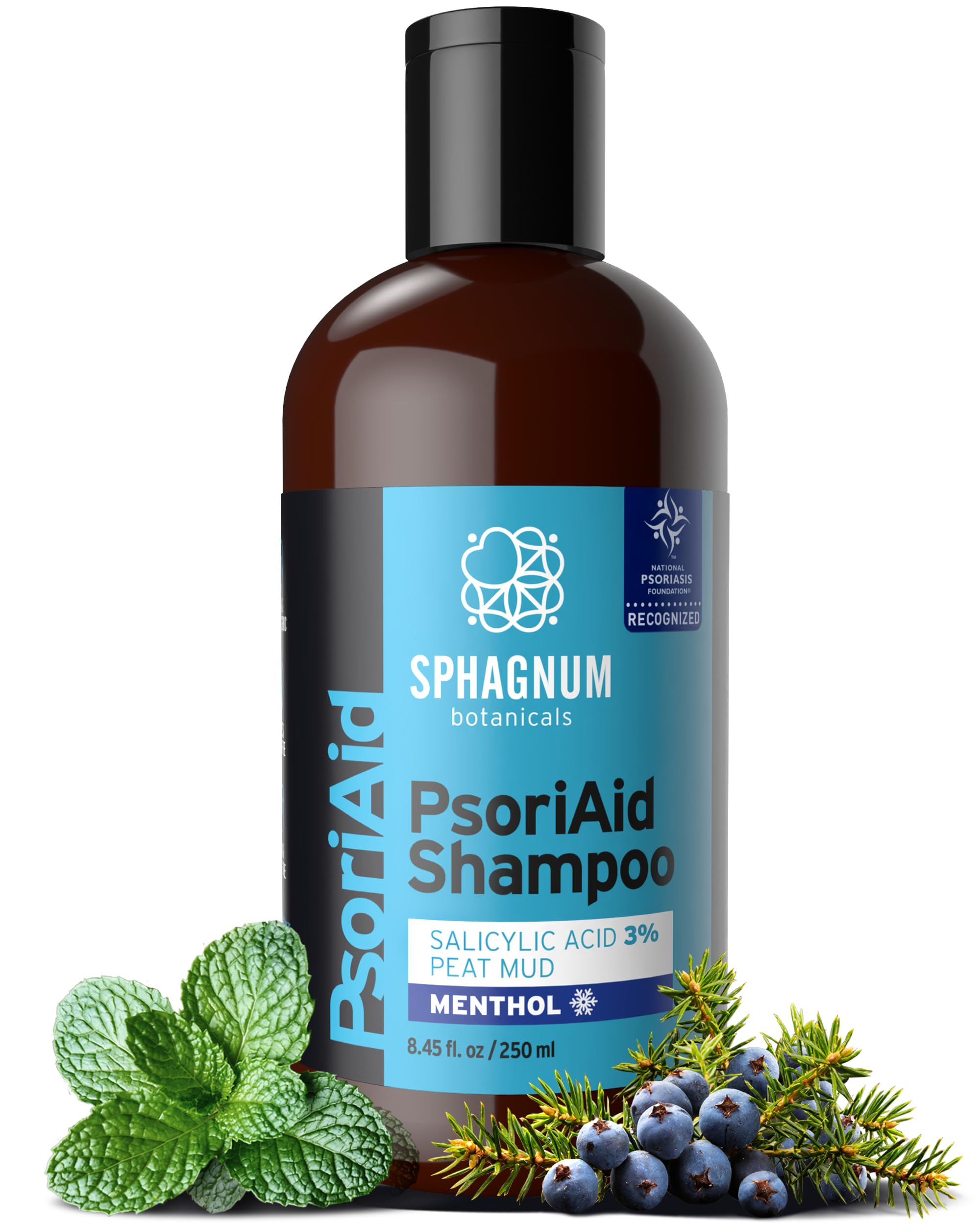 2025 Psoriasis Shampoo with Salicylic Acid - Natural Peat & Menthol Formula for Itchy, Flaky Scalp - 250 ml