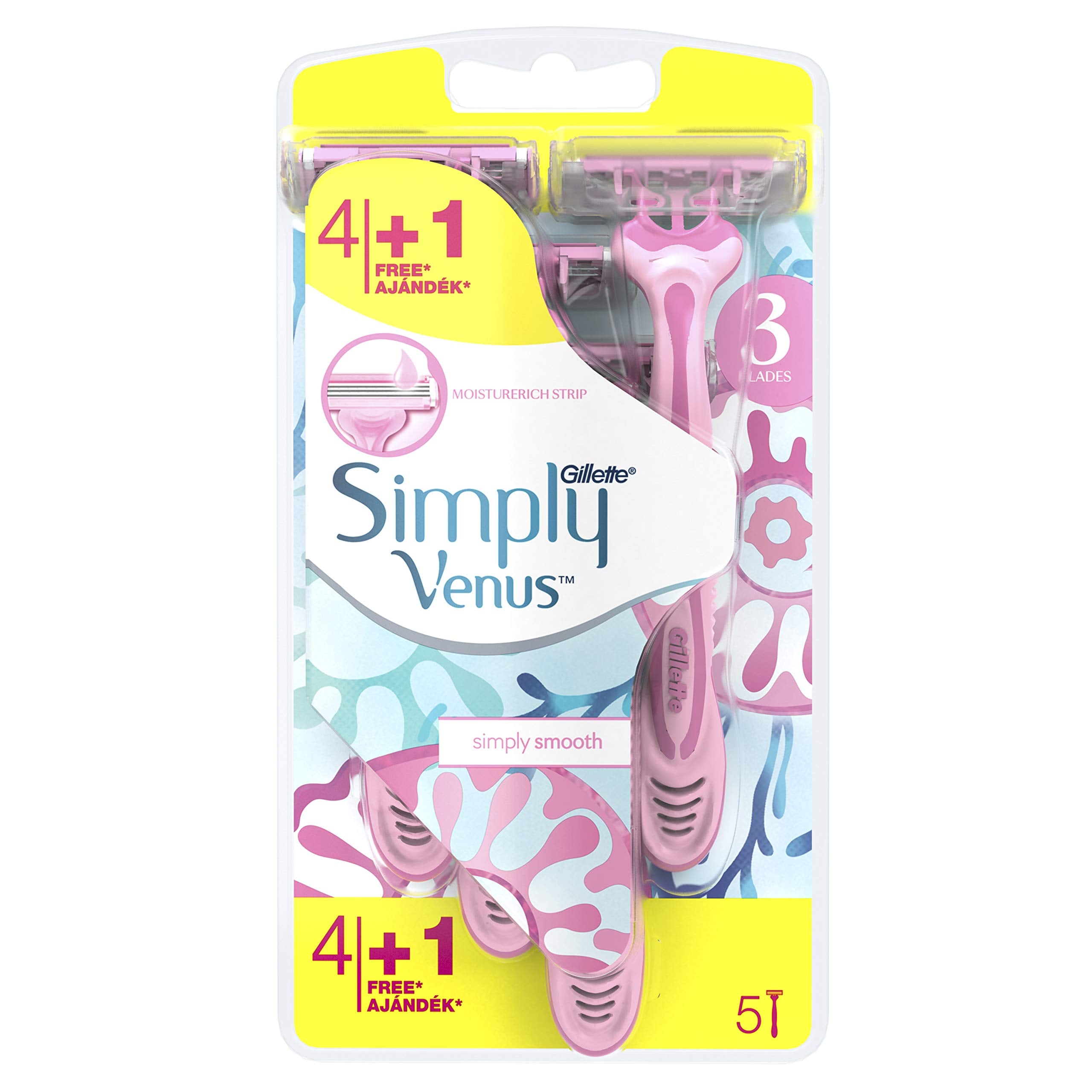 Gillette Simply Venus 3 Disposable Razors - 5 Count Pack
