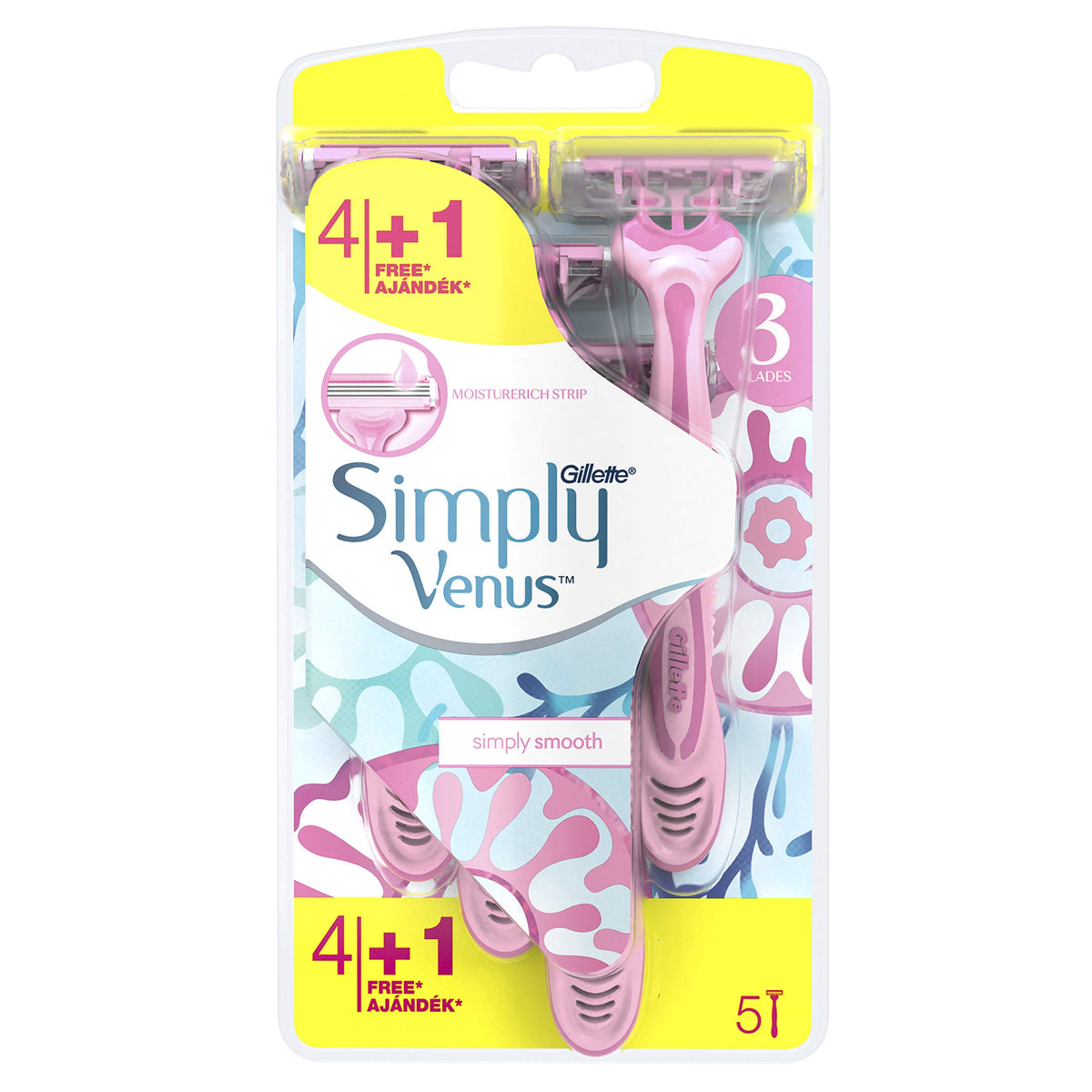 Gillette Simply Venus 3 Disposable Razors - 5 Count Pack