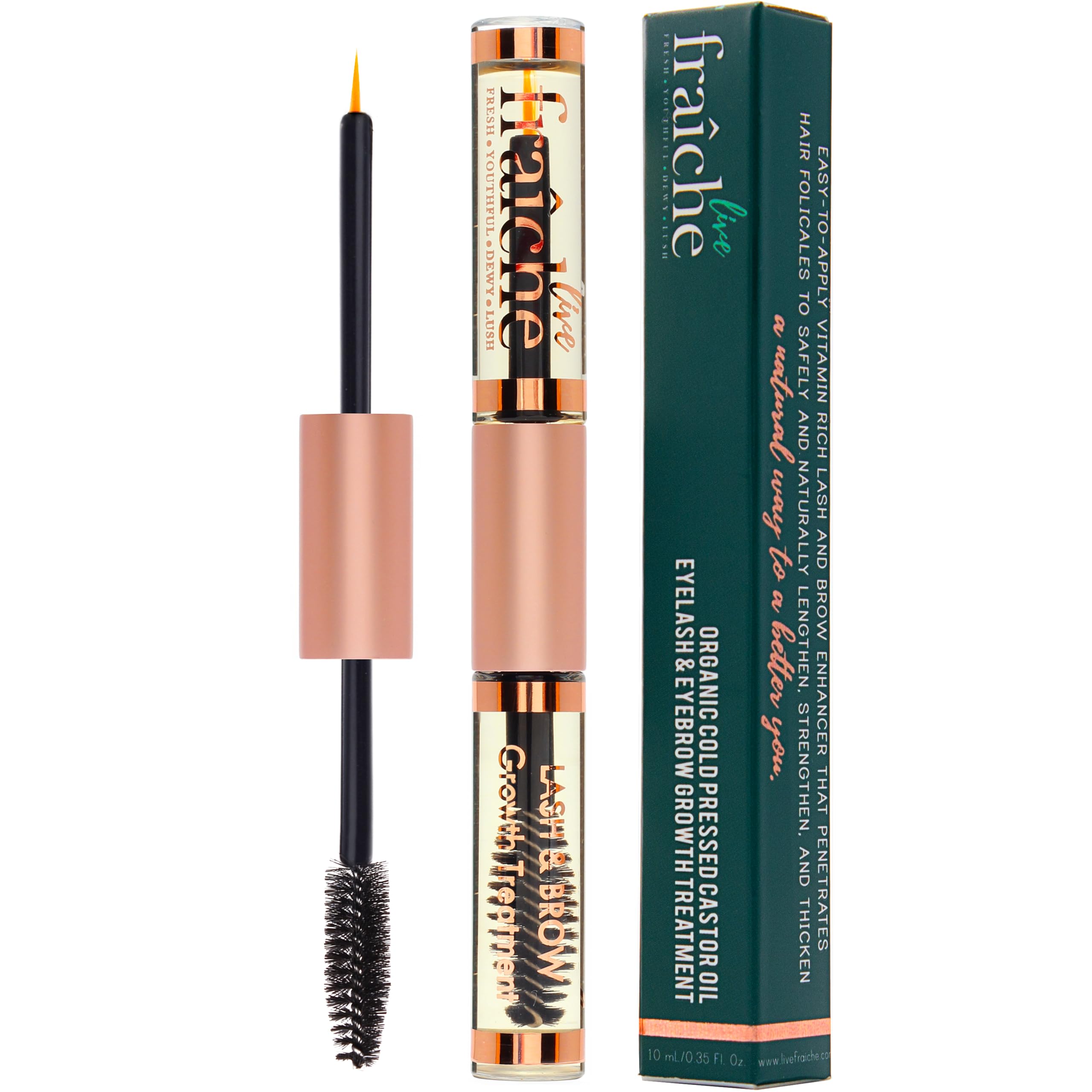 Live Fraiche USDA Organic Castor Oil Lash Serum - Cold Pressed for Thicker Lashes