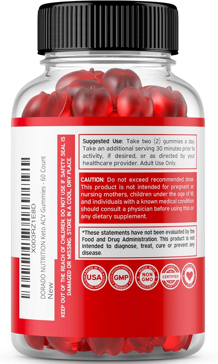 غummies ACV الكيتو لخسارة الوزن - 1000mg، 60 قطعة