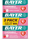 Bayer أسبيرين بجرعة منخفضة بتركيز ٨١ ملغ قابل للمضغ للحفاظ على صحة القلب وتخفيف الألم (٣٦ قرص)