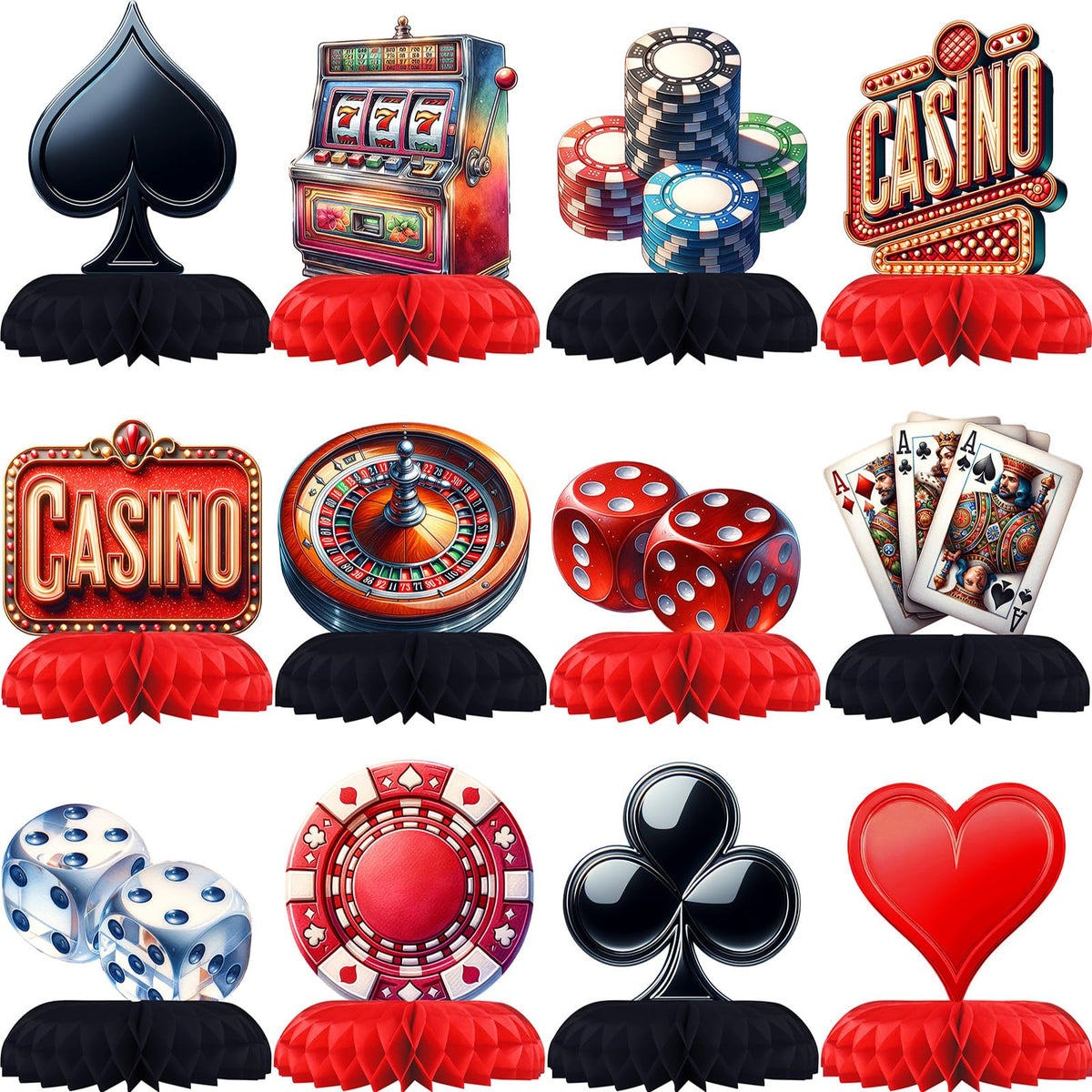 12 Pack Casino Table Toppers - Birthday Themed Party Decorations