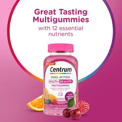 Centrum, Multi + Beauty Multigummies, Natural Cherry, Berry & Orange, 100 Gummies