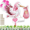 Outdoor Wooden Rattling Stork Set for Birth Announcement & Baby Showers