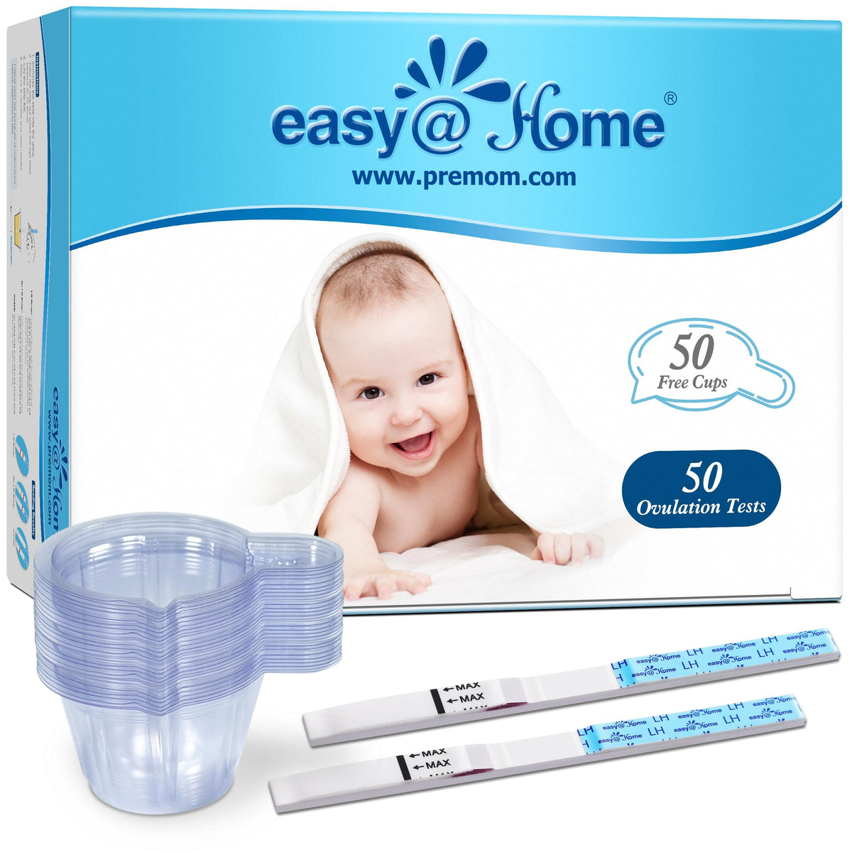 Easy@Home 50-Pack 5mm Wide Accurate Ovulation Predictor Kit (LH Strips)