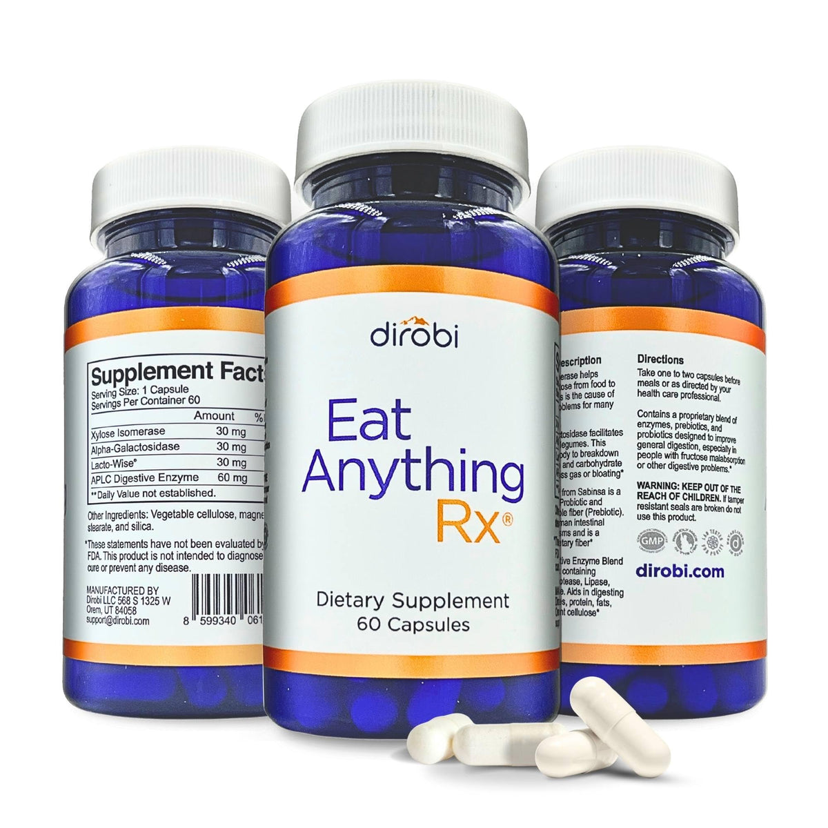 EAT Anything Rx Digestive Enzymes: Fructose & Lactose Malabsorption Support