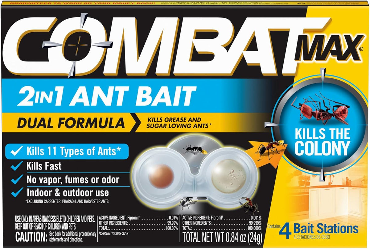 Combat Max 2-in-1 Ant Killer Bait Stations | Kills at Source, 4 Count