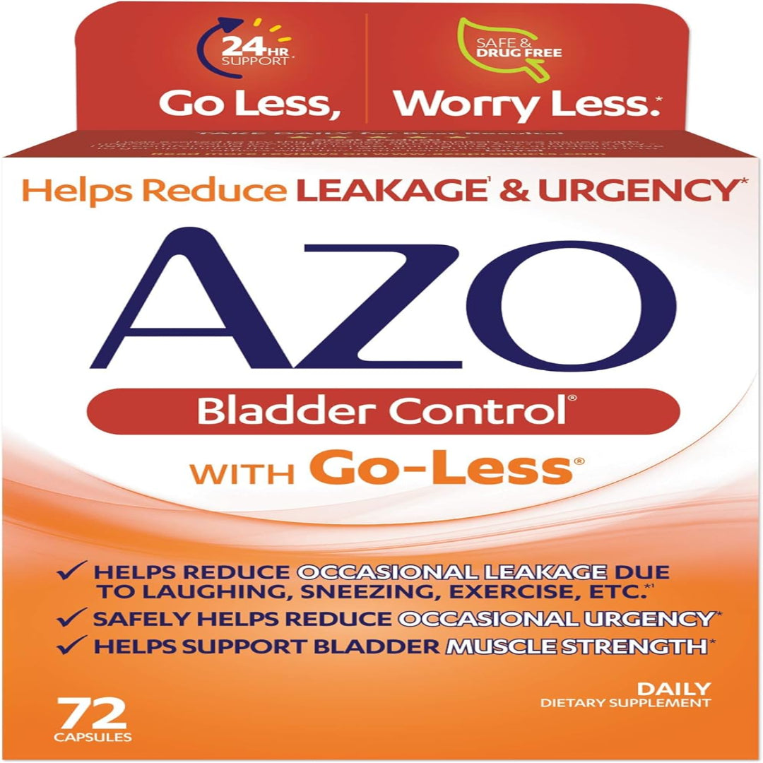 AZO Bladder Control with Go-Less Daily Supplement | Helps Reduce Occasional Urgency, leakage due to laughing, sneezing and exercise††† | 72 Capsules
