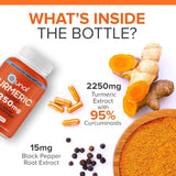 Qunol Turmeric، 2250mg، 90 كبسولة، مع 95% Curcuminoids.