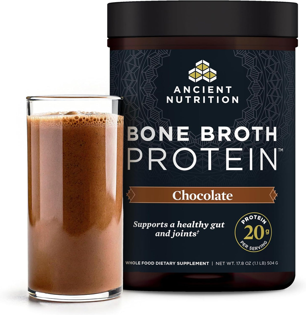Ancient Nutrition Bone Broth Protein, Chocolate - Joint & Gut Health