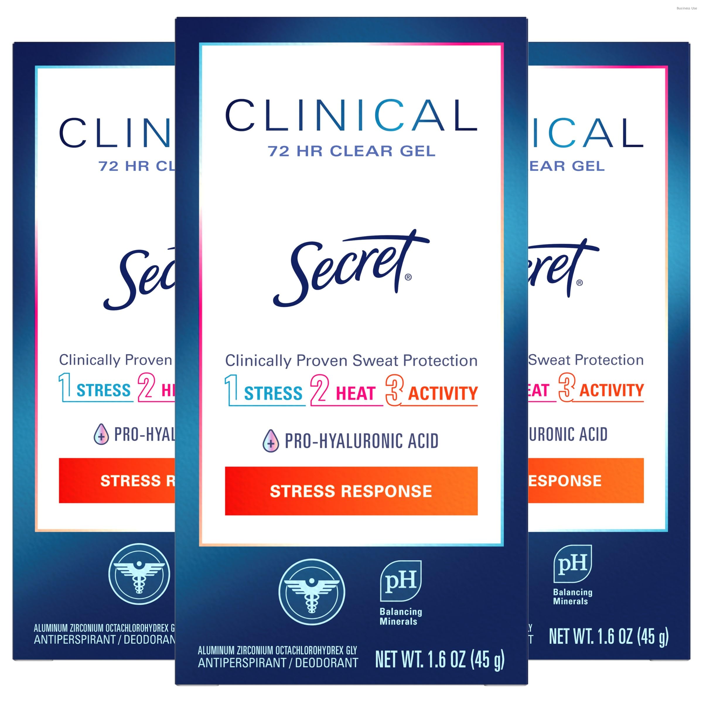 Secret Clinical Strength Women's Antiperspirant Deodorant - Stress Response, Clear Gel (3-Pack)