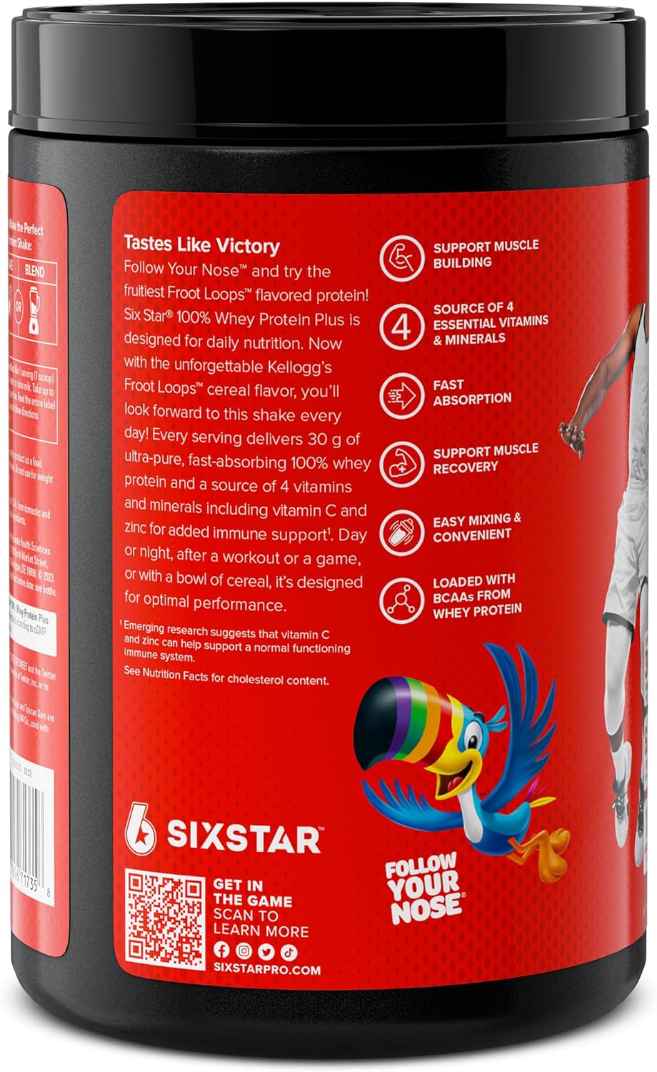 Six Star Whey Protein Powder Plus - Muscle Building & Recovery Formula with Whey Isolate Powder, BCAAs, 30g Protein, Immune Support - Post-Workout Supplement - Kellogg’s Froot Loops Flavor, 1.8 lbs