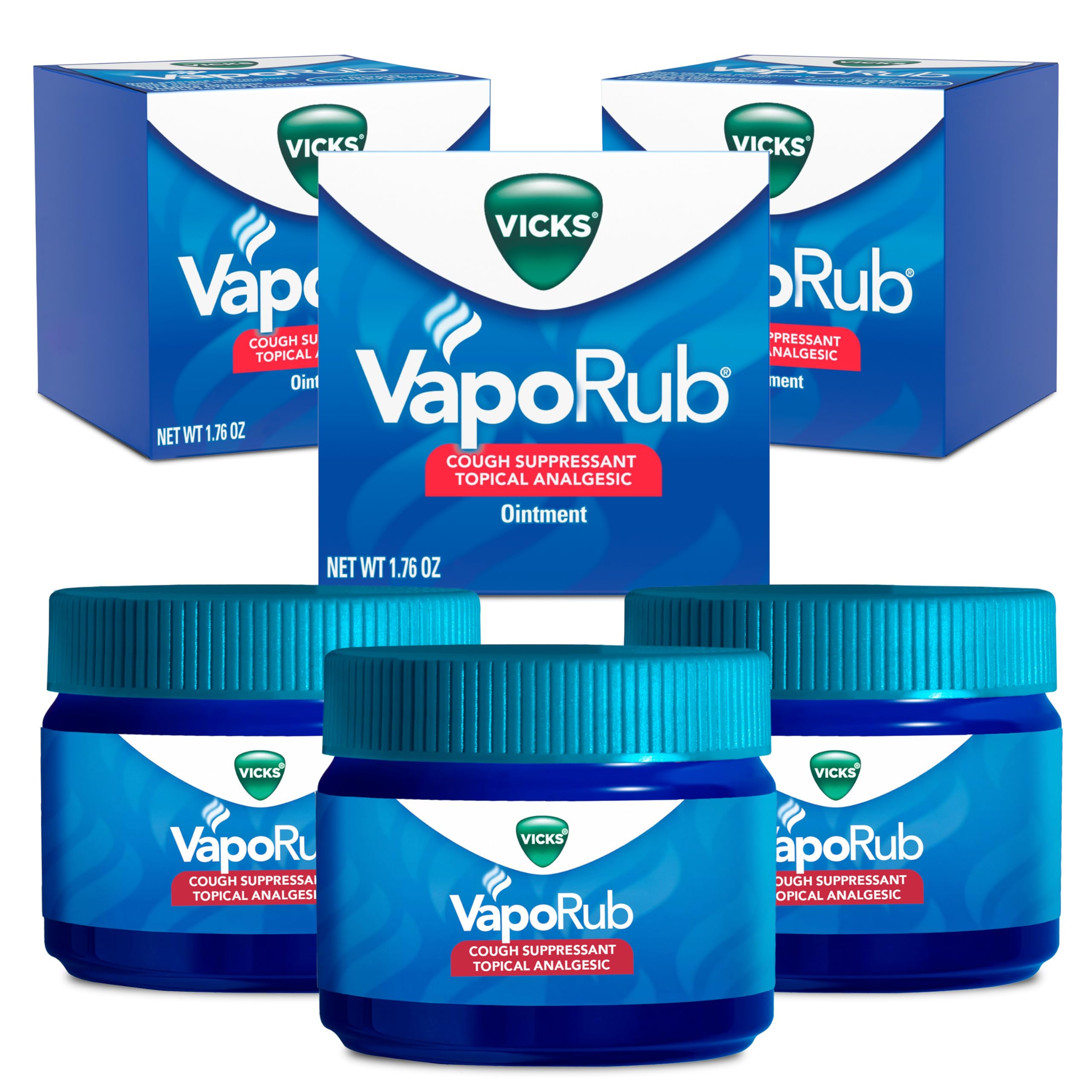 Vicks VapoRub Medicated Chest Rub Ointment - Cough, Cold & Pain Relief (3-Pack)