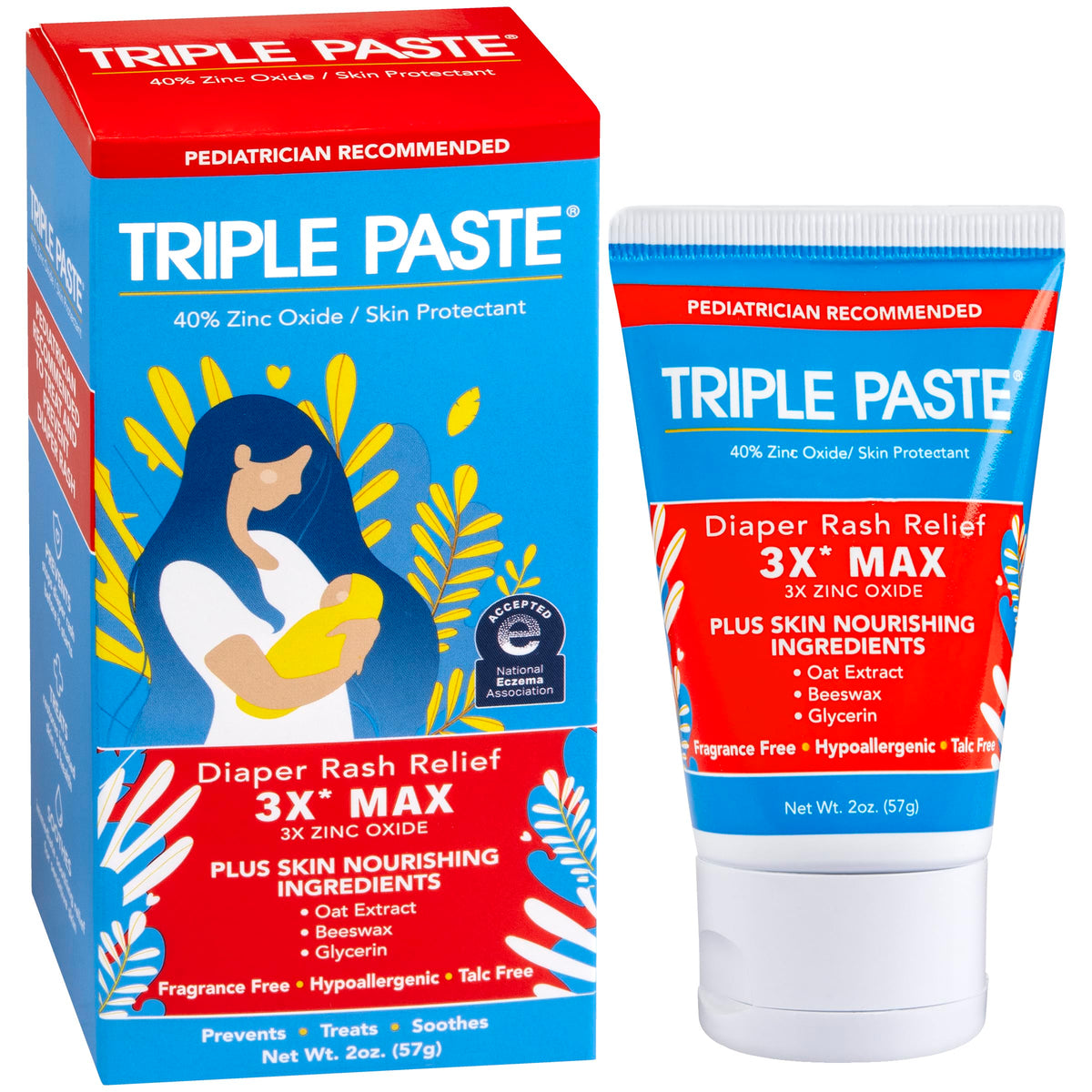 Triple Paste 3X Max Diaper Rash Ointment 2 oz | Maximum Strength Zinc Oxide
