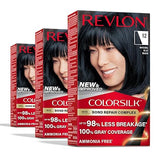 Revlon ColorSilk - صبغة شعر دائمة، لون أسود أزرق طبيعى مع مجمع إصلاح الرابطة.
