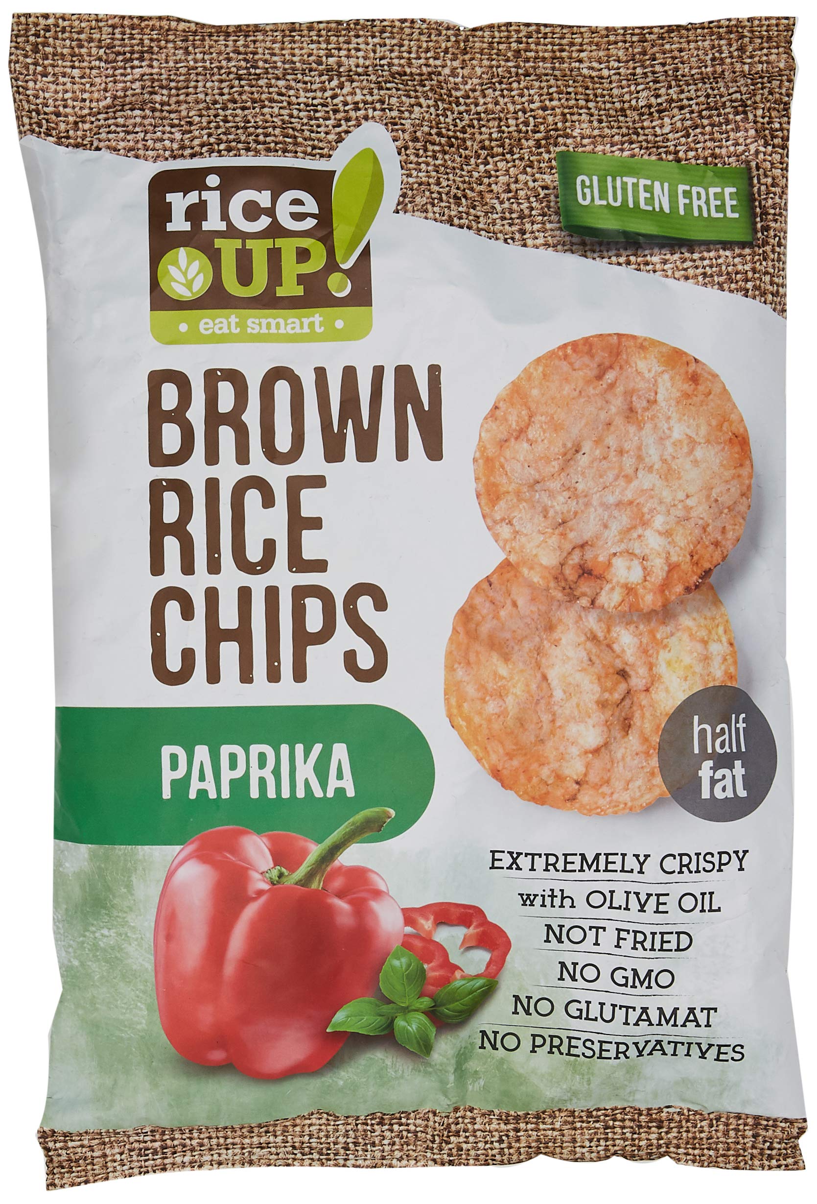 Rice Up Paprika Flavored Rice Chips - Spicy Gluten-Free Snack 60g