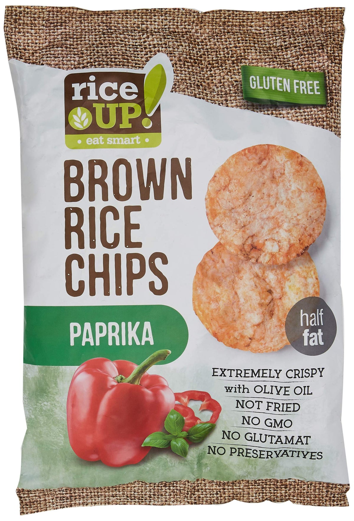 Rice Up Paprika Flavored Rice Chips - Spicy Gluten-Free Snack 60g