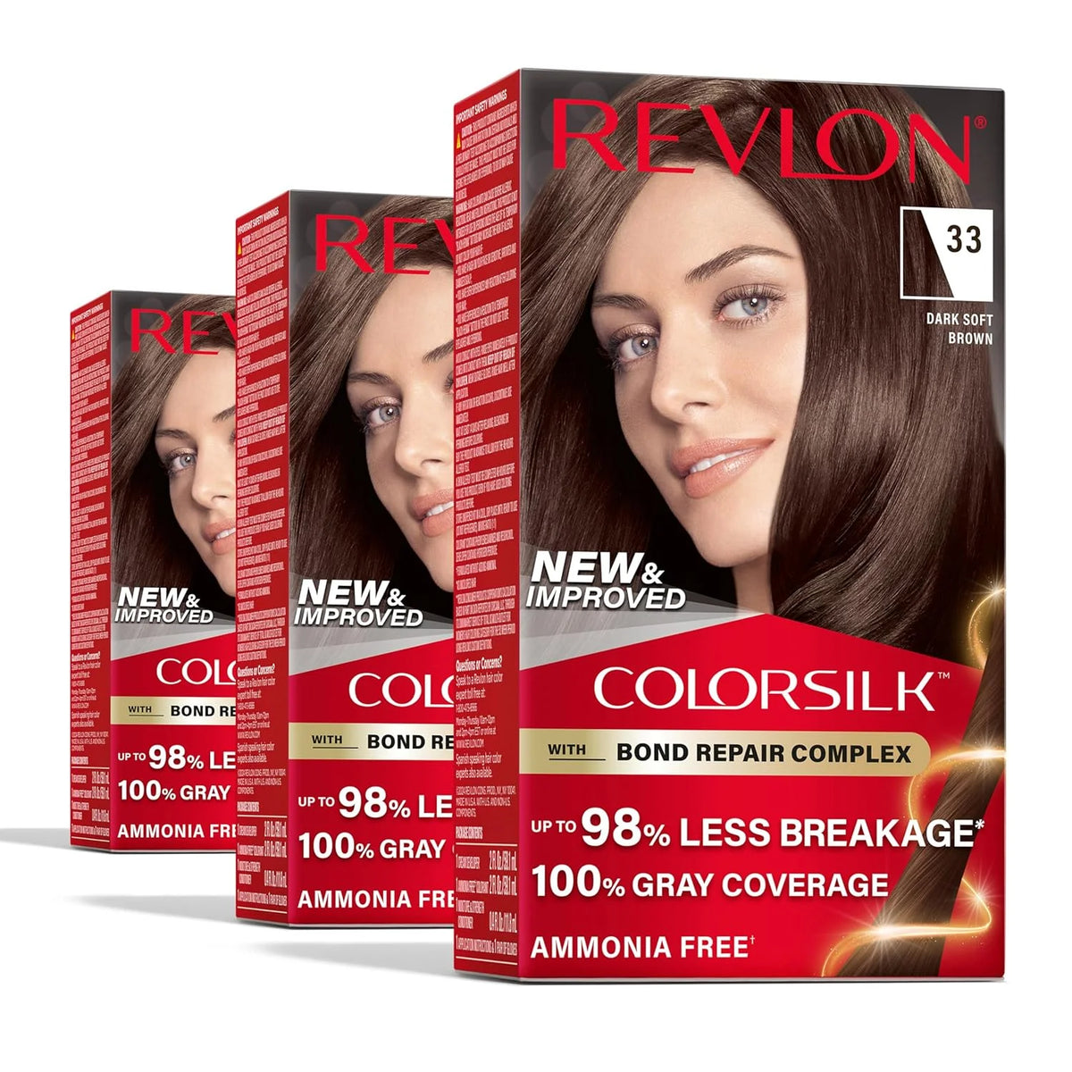REVLON Colorsilk - صبغة شعر دائمة اللون، لون بنى فاتح مع تغطية كاملة للشعر الأبيض.
