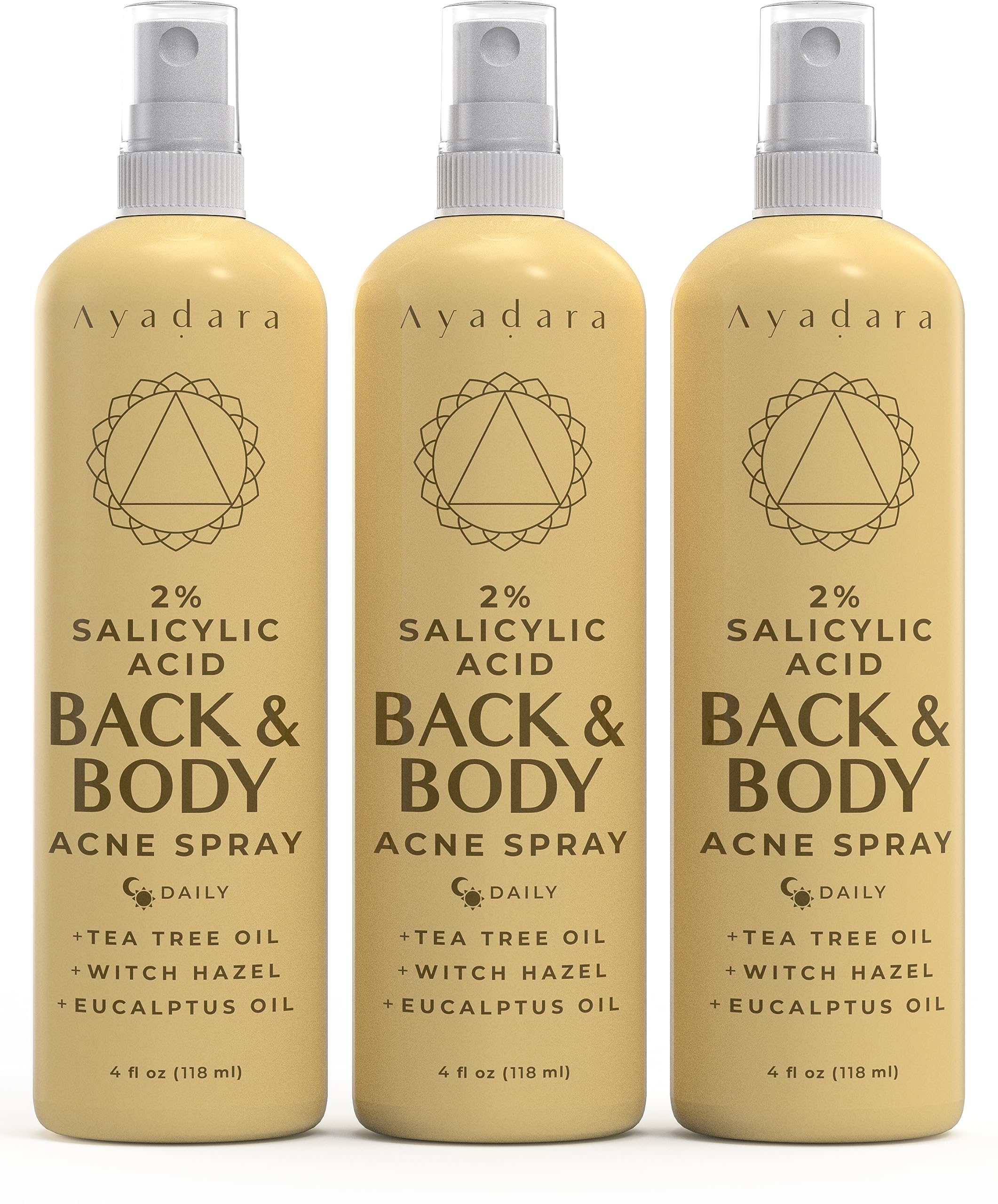 Acne Treatment Body Spray with Salicylic Acid for Back & Chest Acne, 3 Pack, Hormonal & Bacne Relief for Teens & Adults
