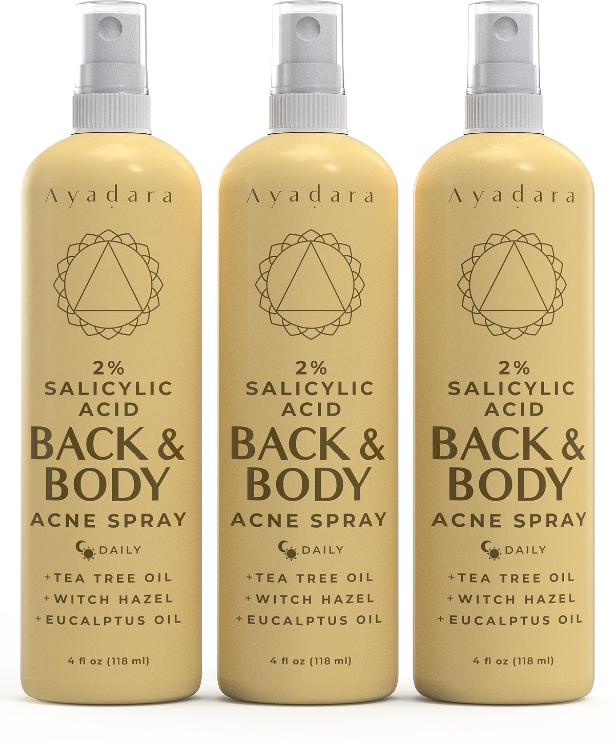 Acne Treatment Body Spray with Salicylic Acid for Back & Chest Acne, 3 Pack, Hormonal & Bacne Relief for Teens & Adults