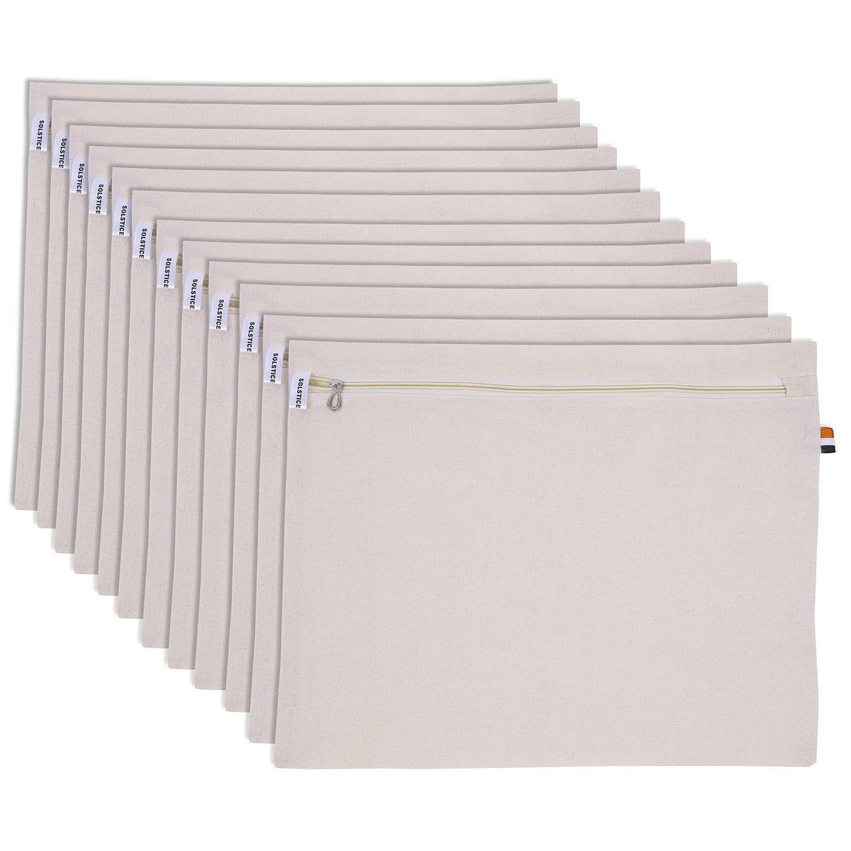 SOLSTICE Cotton Saree Storage Bags with Zip Closure (Set of 12) – Big Size Wardrobe Organizer