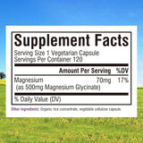 Innate Vitality Magnesium Glycinate 500mg | 70mg Elemental Magnesium Supplement- High Absorption, Non Buffered, Non-GMO & No Gluten - Nerve, Muscle, Bone & Heart Health - 120 Vegan Capsules Magnesio