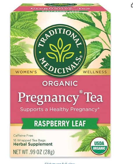 شاي الحمل العضوي من Traditional Medicinals، 16 كيس شاي، لدعم الحمل الصحي.