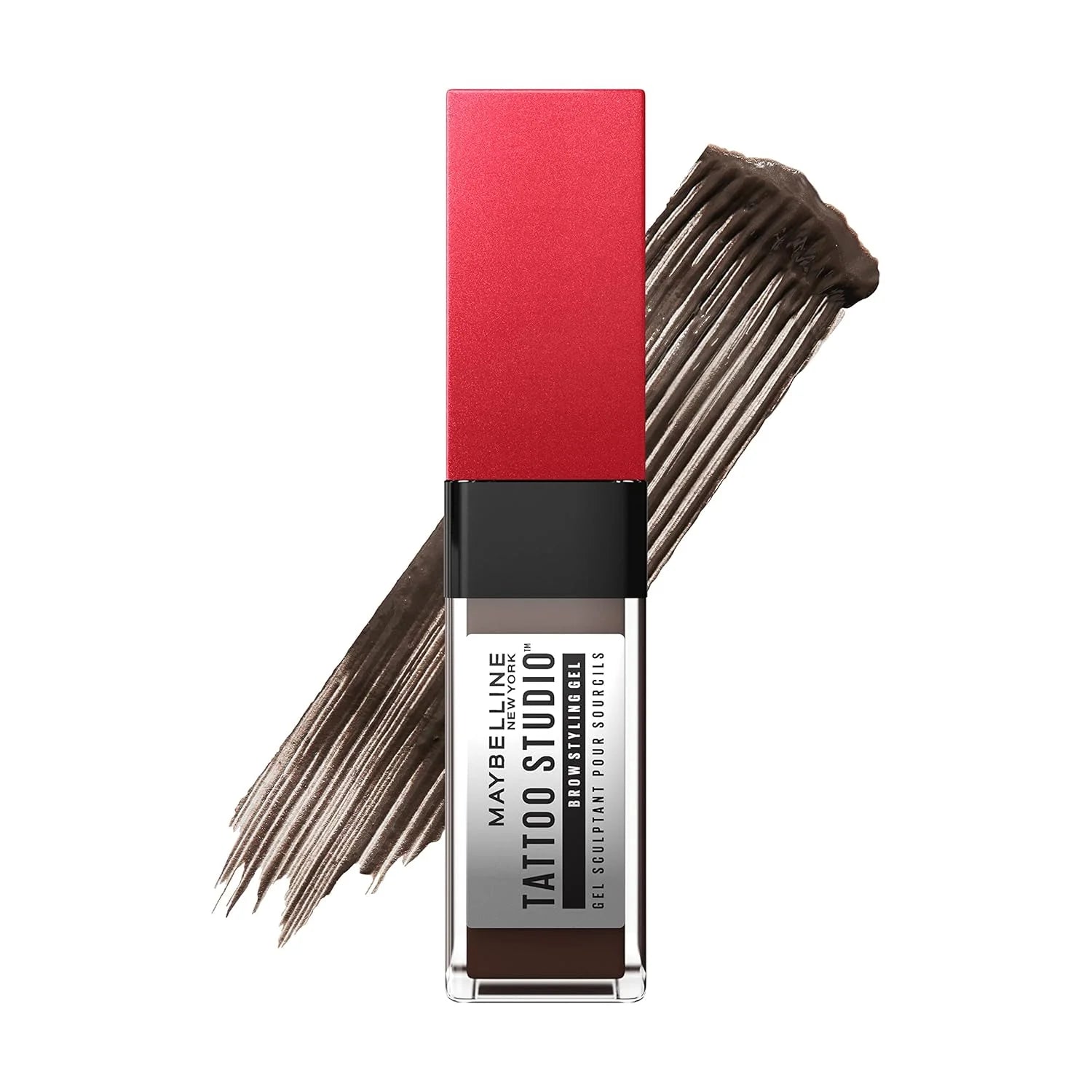 جل Eyebrow من Maybelline لون بني غامق، مقاوم للماء مع صبغة تستمر حتى 36 ساعة.