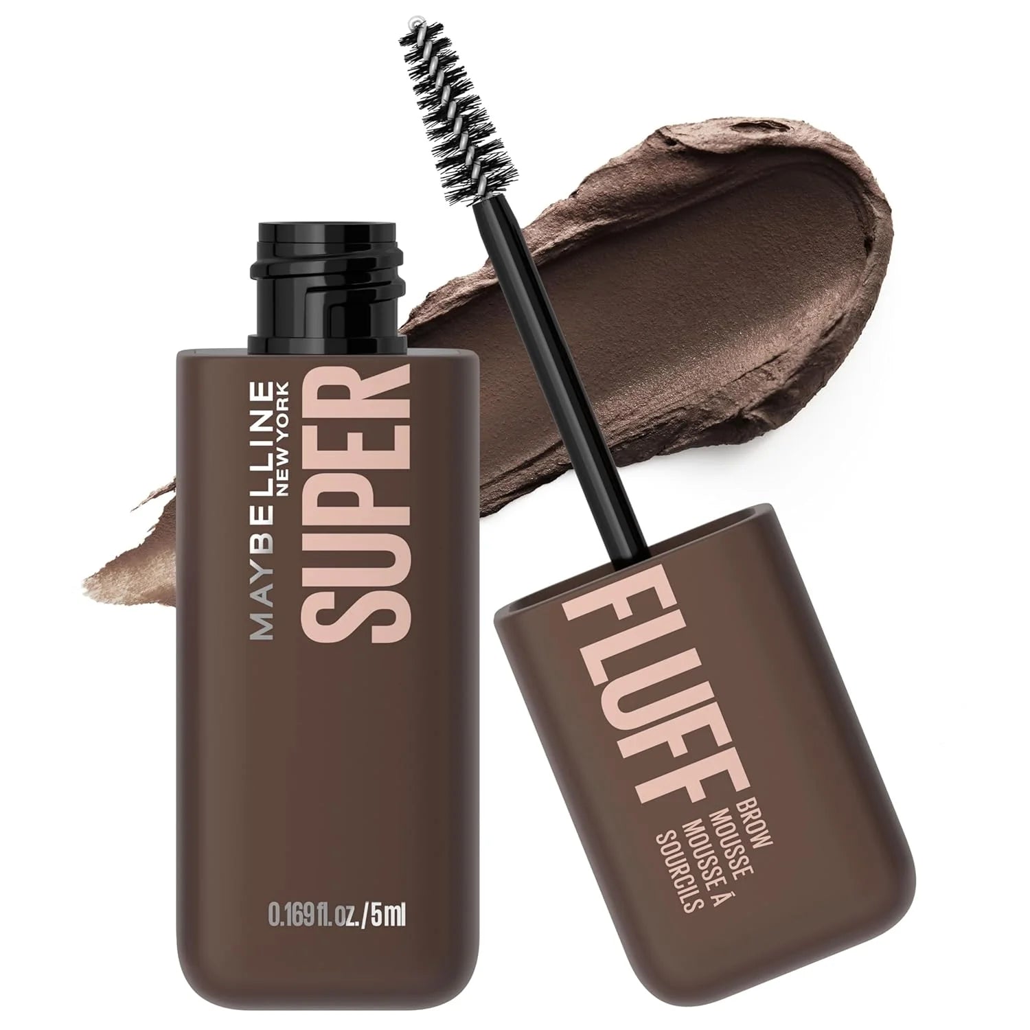 موس Brow مousse من Maybelline لون بني غامق، يضمن فراءً كثيفة ونضرة طوال اليوم.