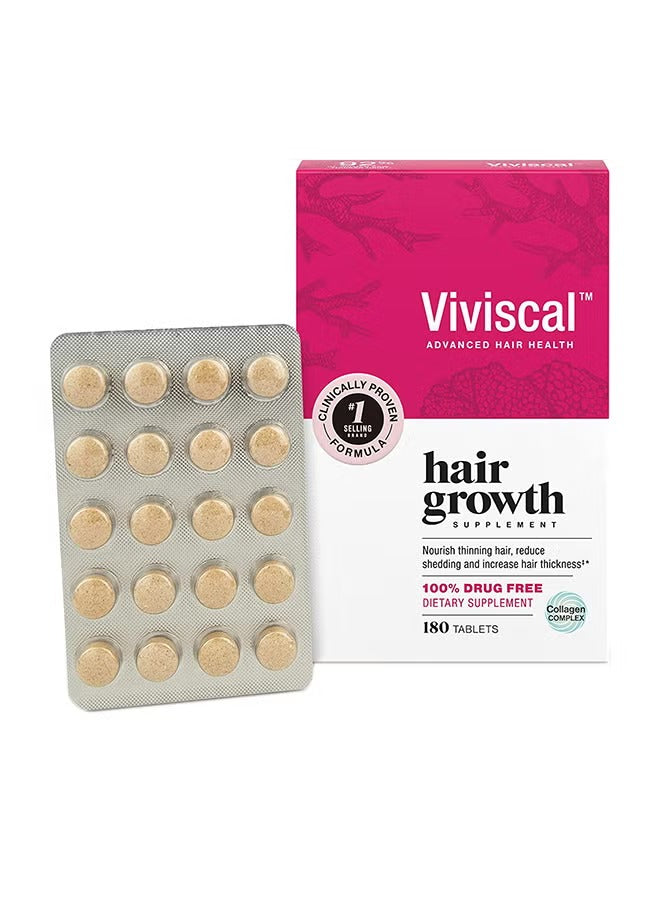 اشتري أفضل مكمل غذائي صحي للشعر من Viviscal Advanced، 180 قرصًا للحصول على شعر أقوى وأكثر كثافة